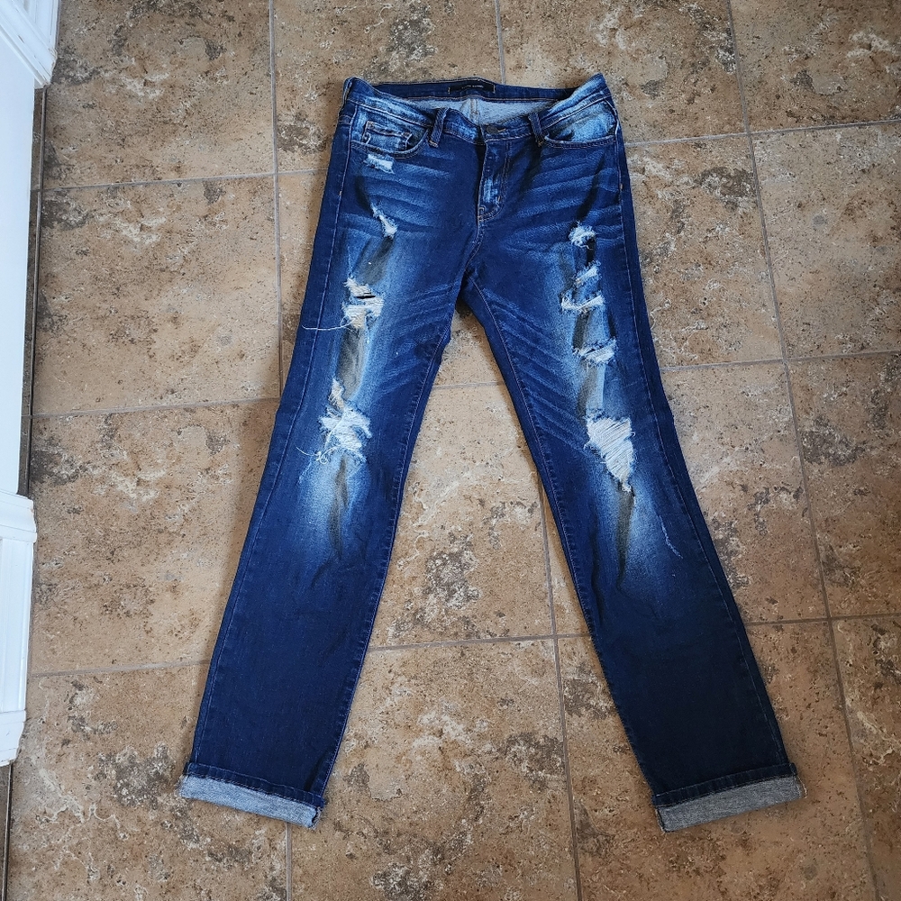 Flying Monkey Blue Distressed Straight Leg Jeans
